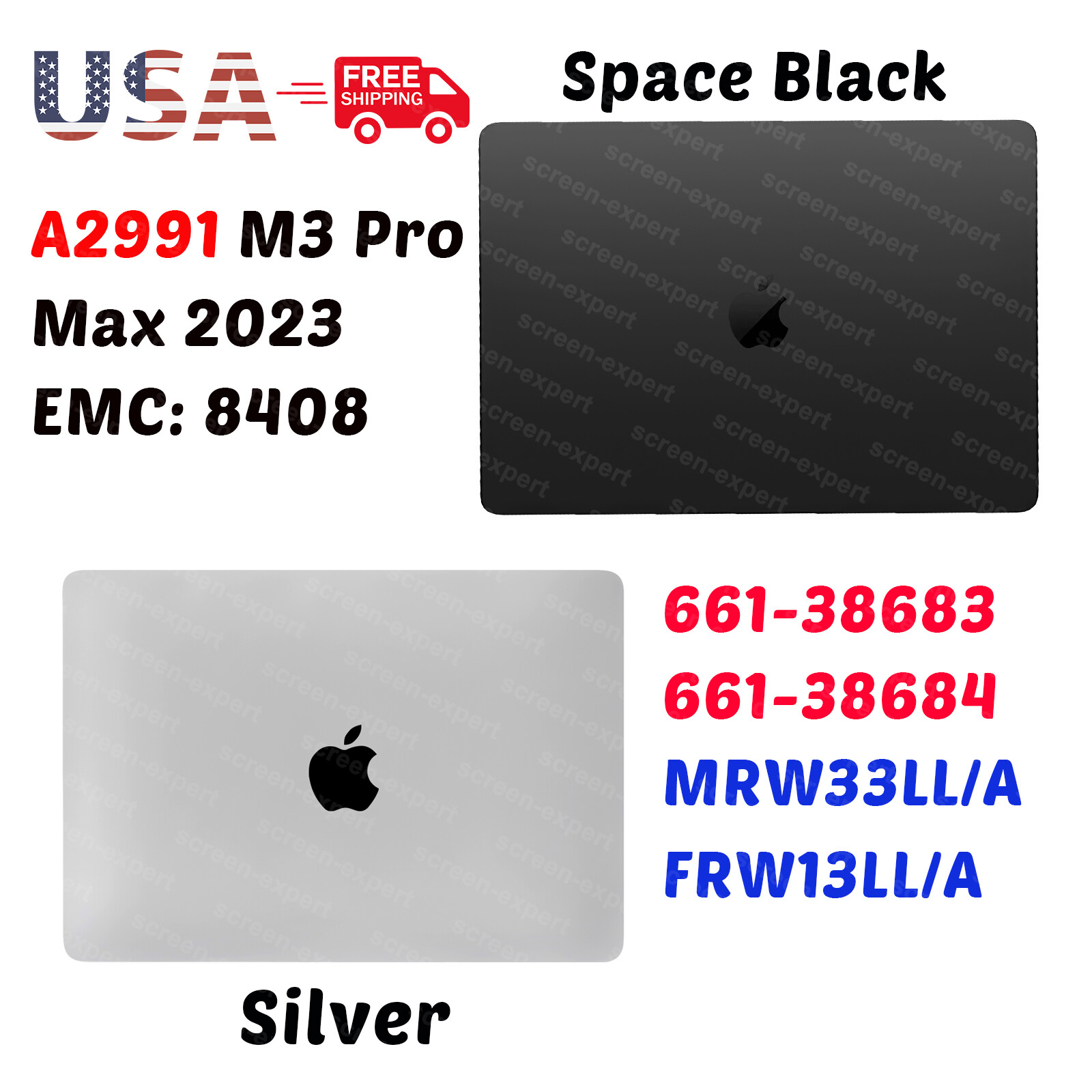 for MacBook Pro Retina A2991 M3 EMC 8408 FRW13xx/A FRW23xx/A LCD Screen Complete