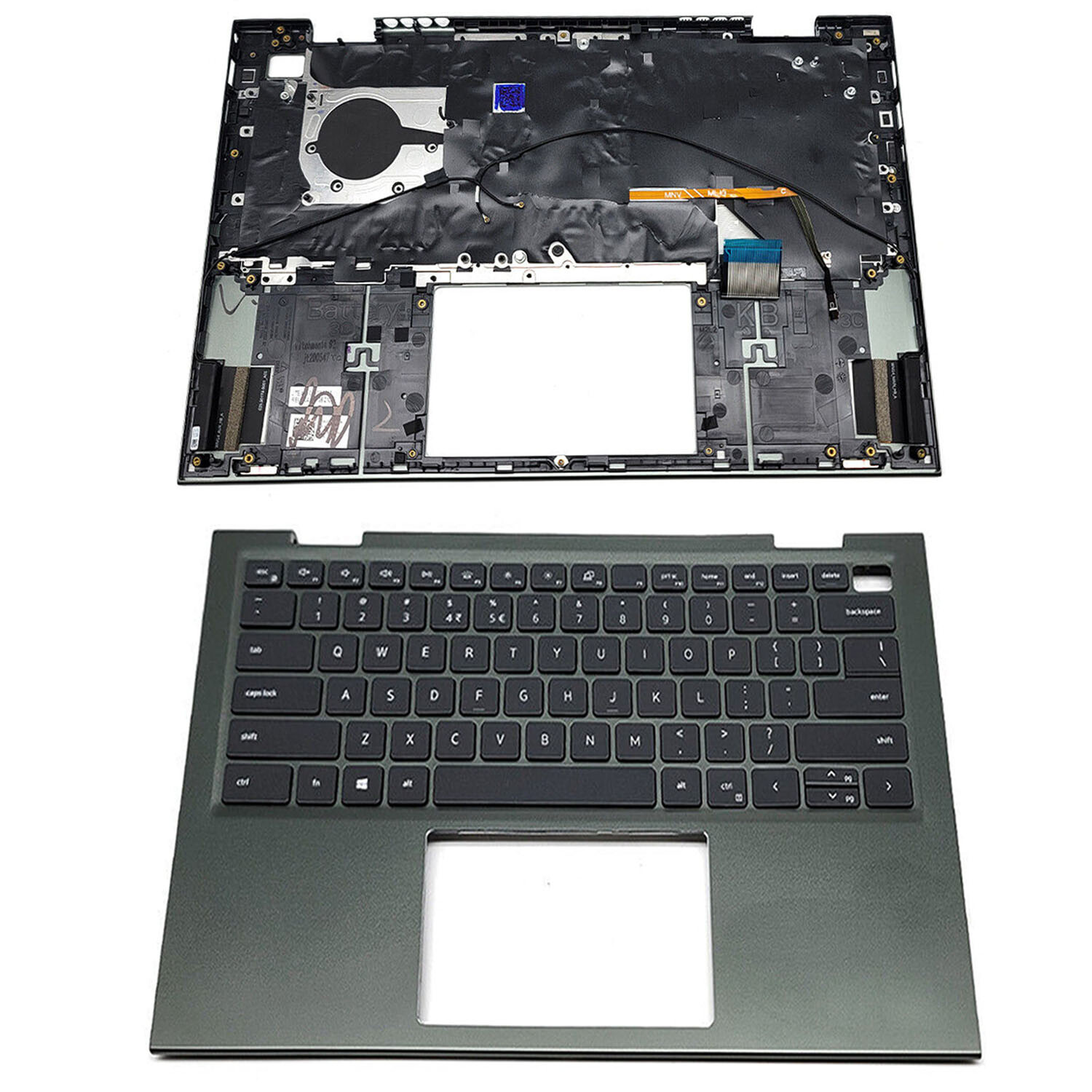 New 0VJ2PX For Dell Inspiron 14 5410 7415 2-in-1 Green Palmrest Backlit Keyboard