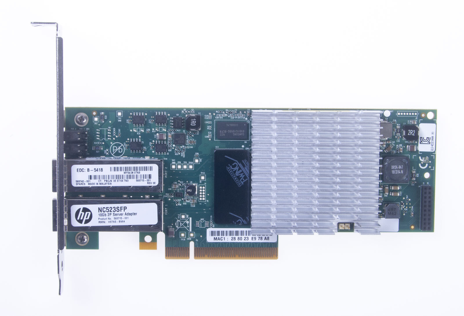 HP NC523SFP Dual-Port 10GbE PCIe PCIe Network Adapter 593717-B21 593742-001