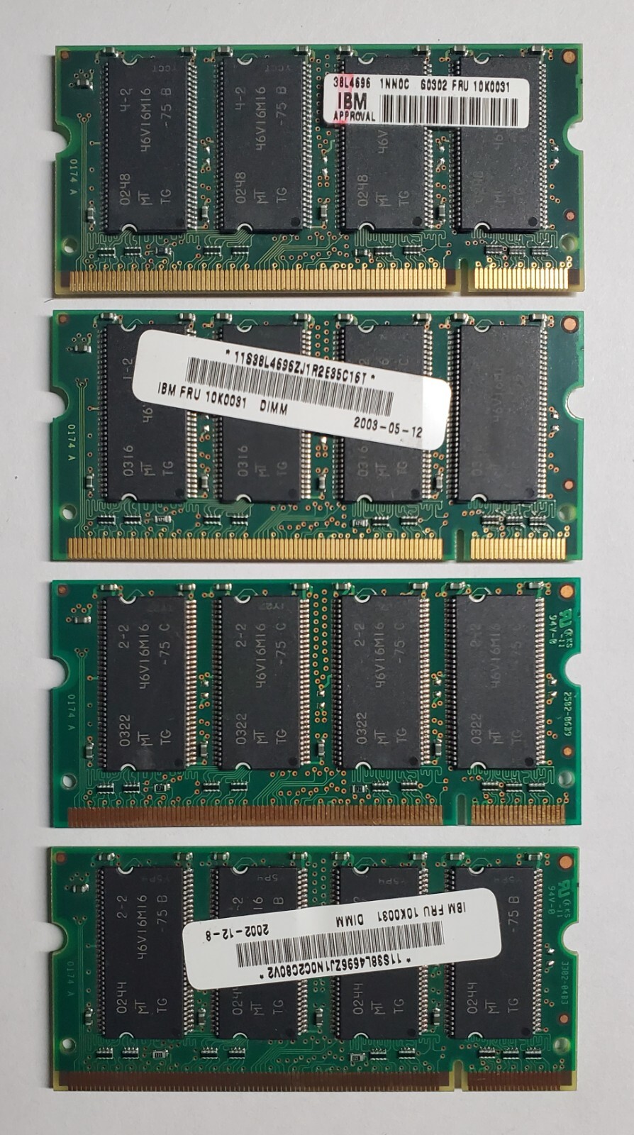 Lot 4 Pieces – Micron MT4VDDT1664HG-265C2 PC2100S 128MB DDR266 CL2.5 SODIMM