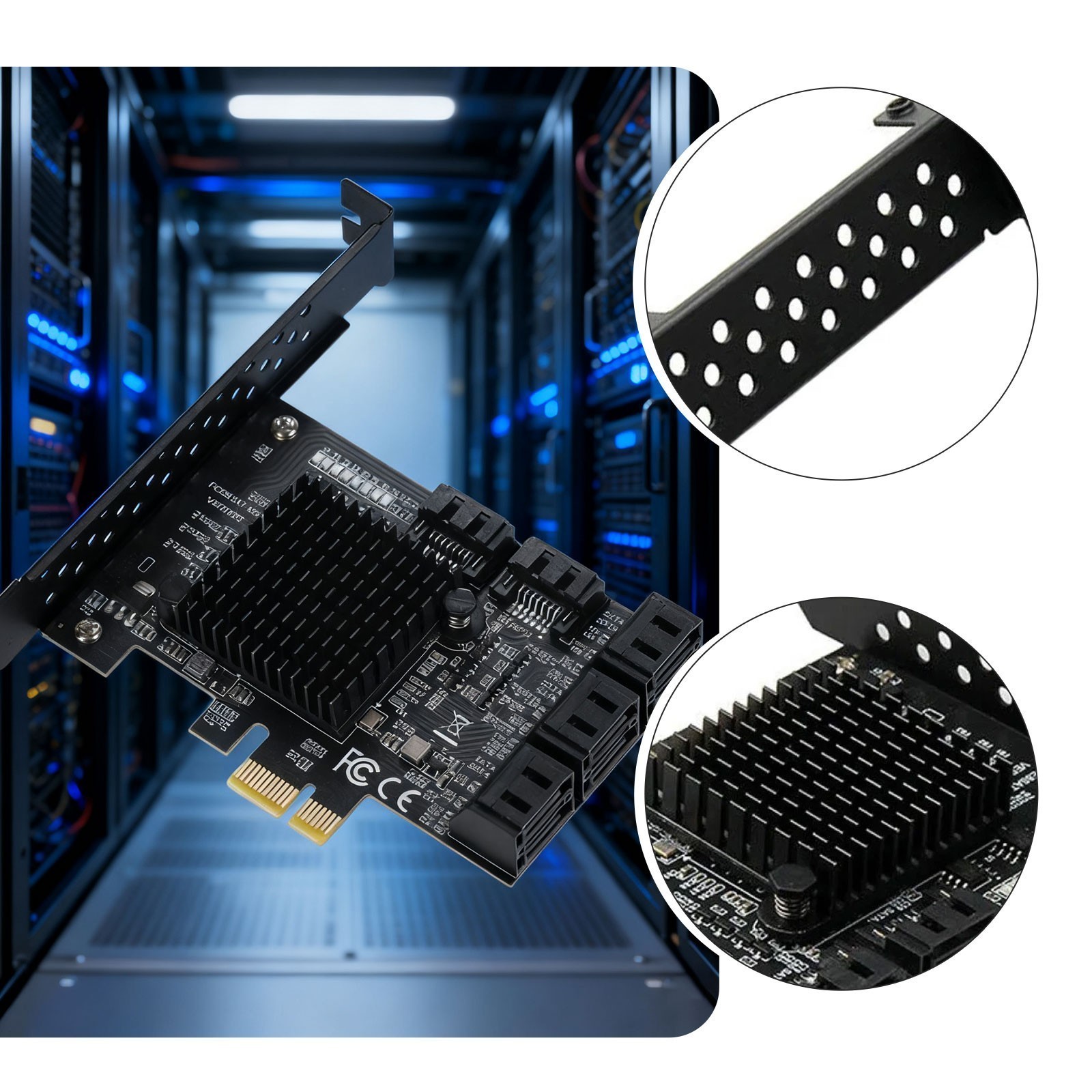 8-Port SATA 3.0 PCI Express Expansion Card PCI-E Controller 6G Adapter for HDDWc