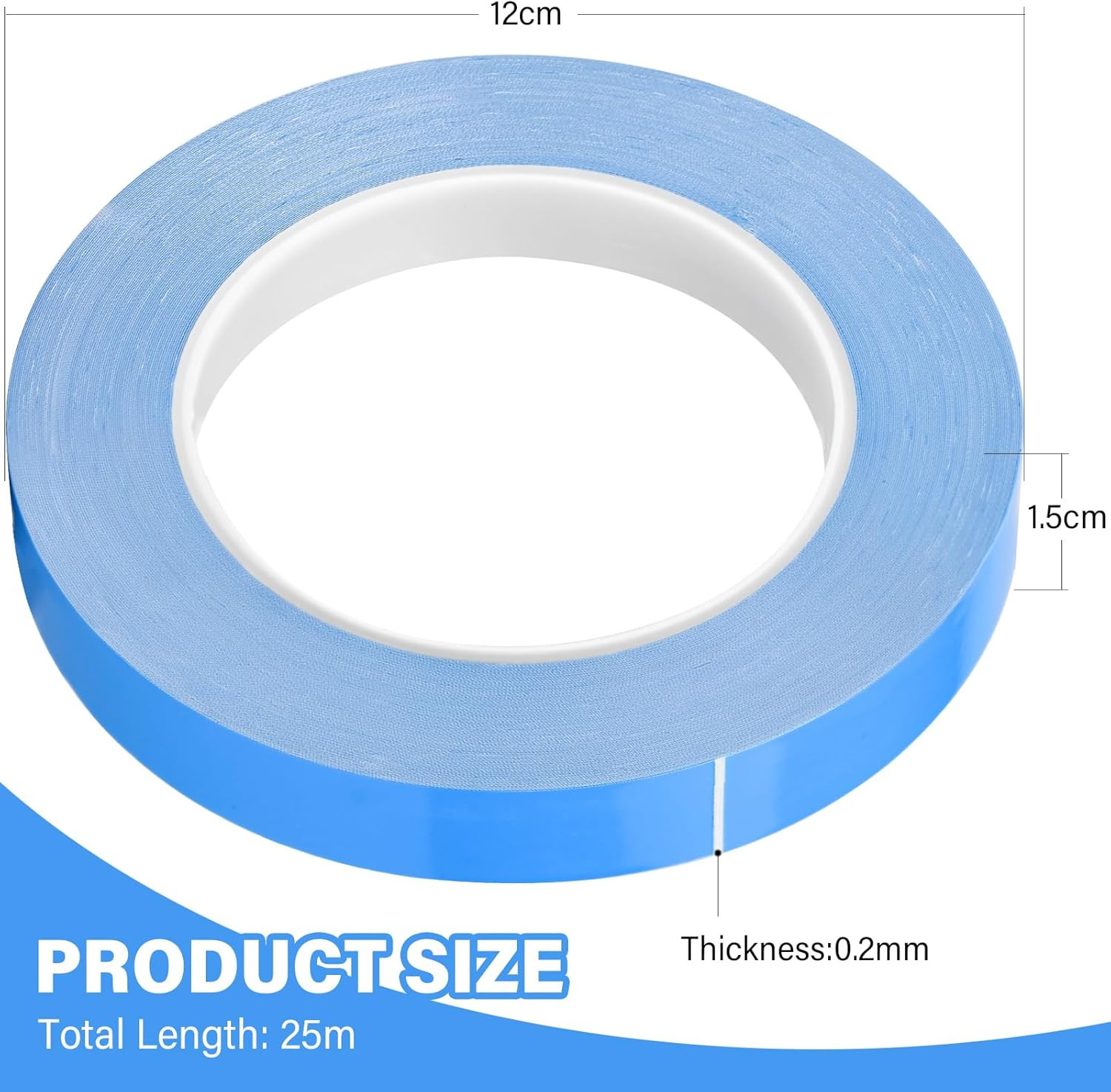 Thermal Adhesive Tape, 25m x 15mm x 0.20mm Double Side Thermal Tapes Cooling Hea