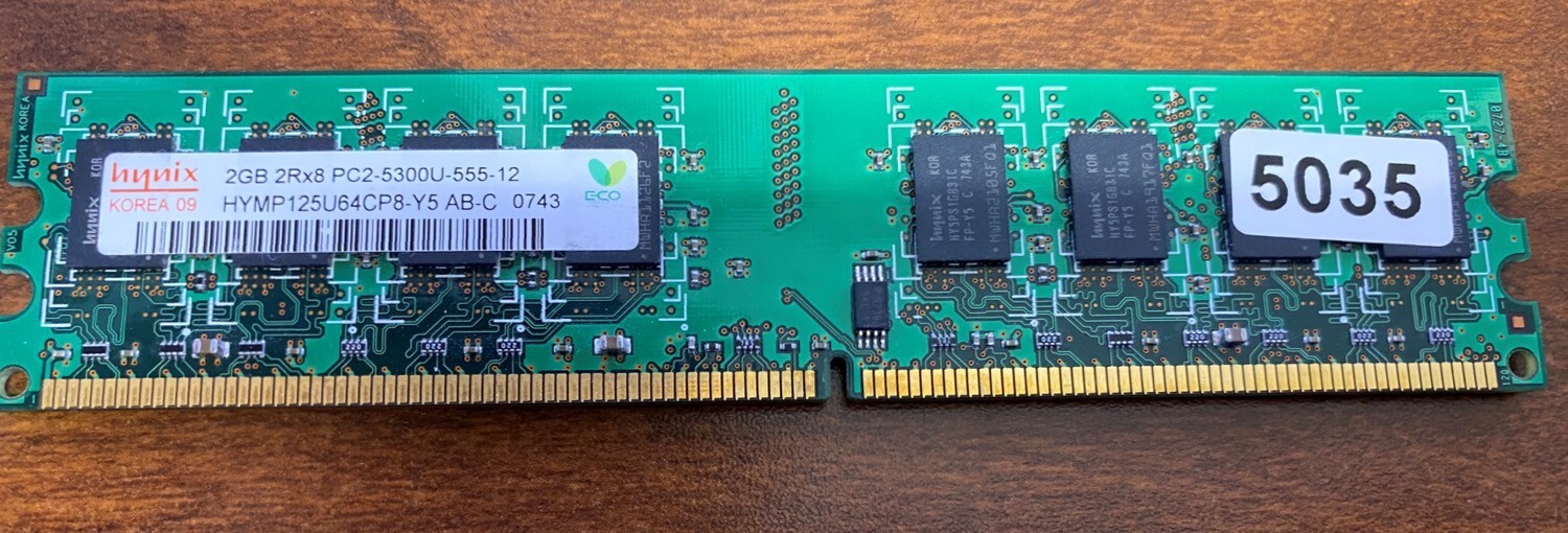 Hynix 2GB 2Rx8 PC2-5300U-555-12 DDR2 RAM | HYMP125U64CP8-Y5 AB-C