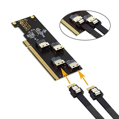 PCIe 3.0/4.0 X16 to 4 Port SFF-8654 4i PCI Express PCI-E X16 – 4 SFF-8654 4i
