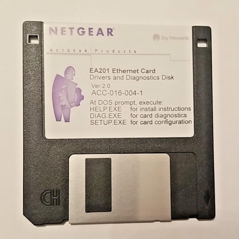 Netgear EA201CR ISA NIC 10Base-T New Open Box Driver Floppy Guide Warranty Card