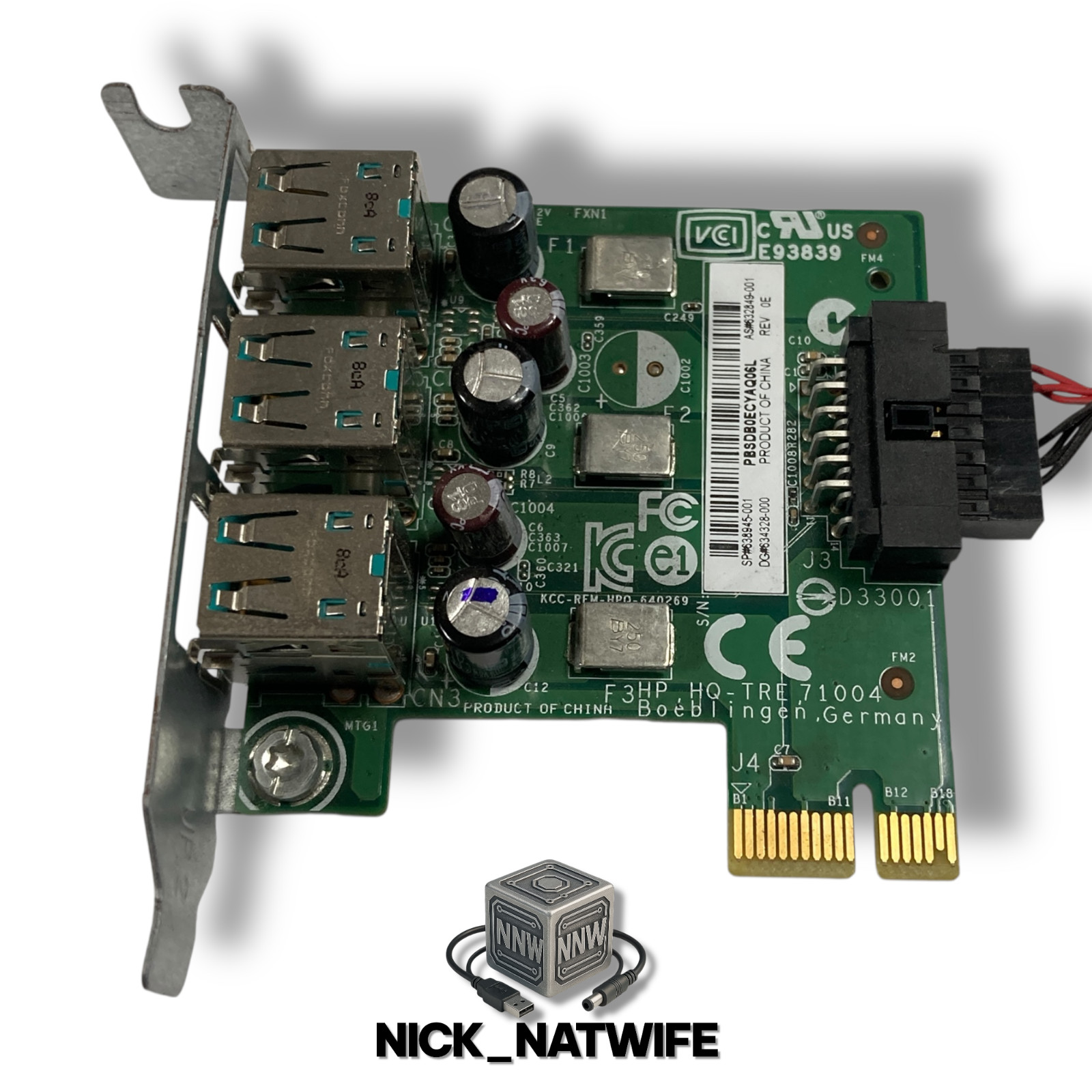💻 HP 640269-001 PCIe x1 4-Port USB 3.0 Expansion Card Adapter 12V ⚙️
