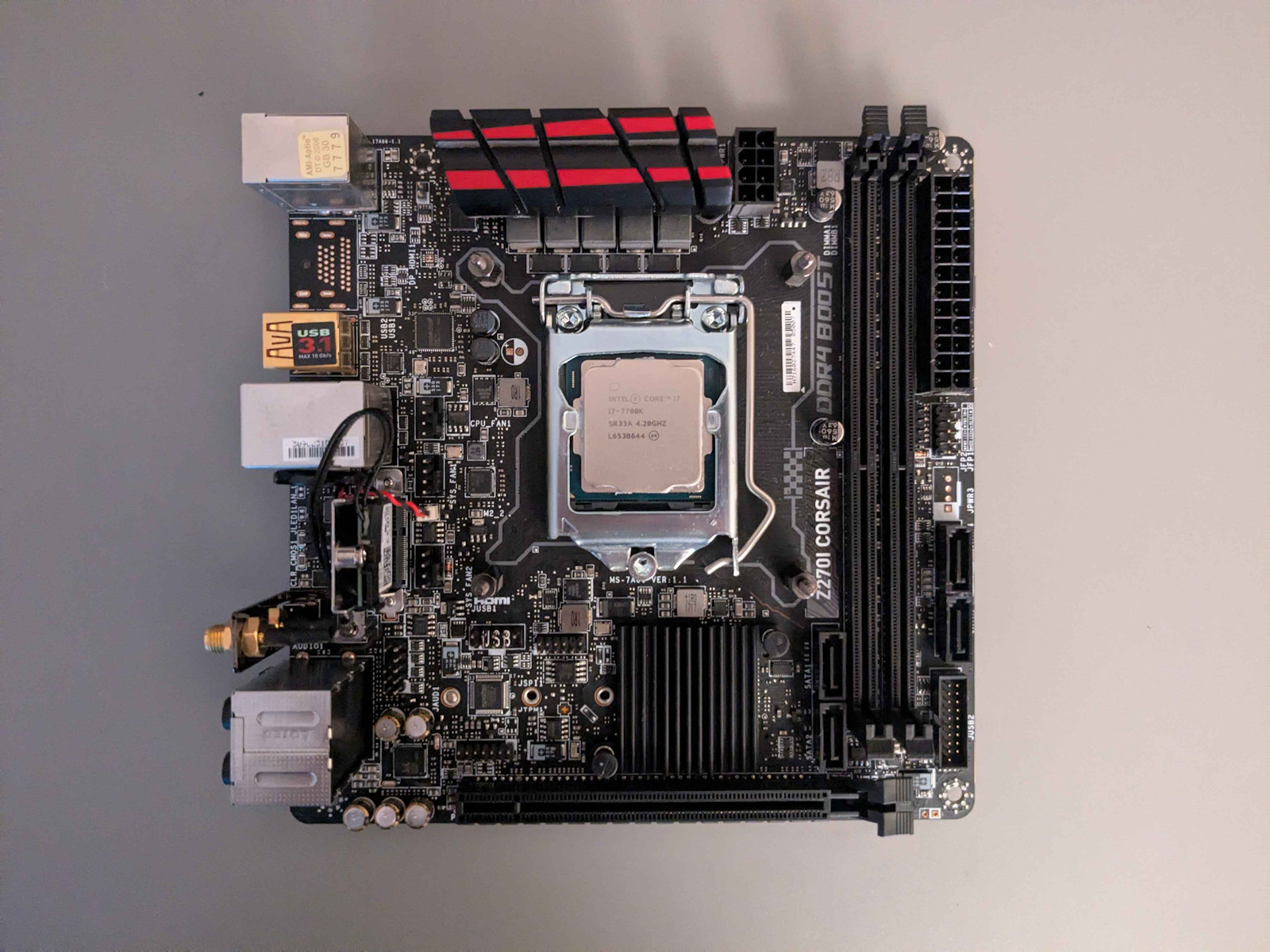 Corsair Z270i Motherboard Mini ITX, tested and works, CPU and SSD not included
