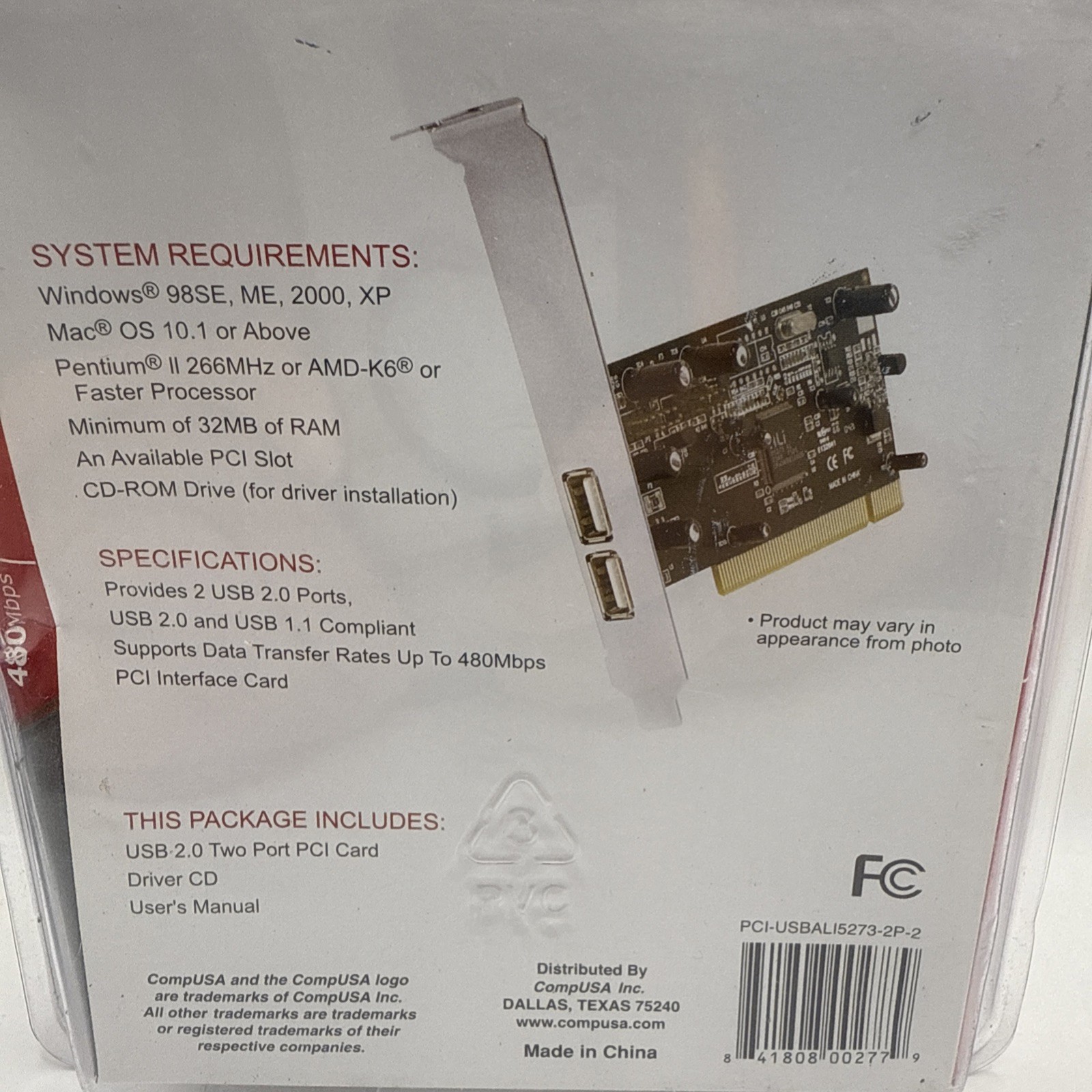 Vintage High Speed 2-port USB 2.0 Card Backward Compatible PC + Mac
