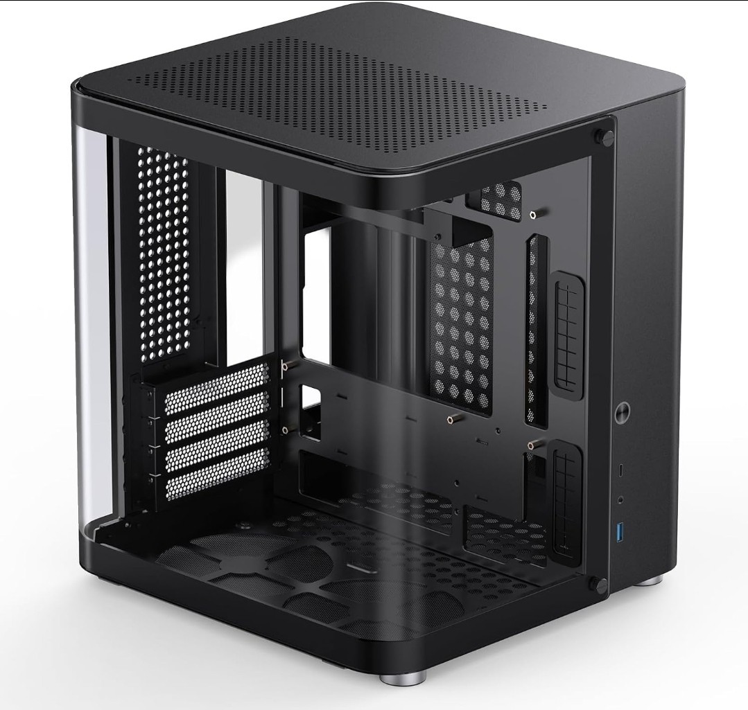 Jonsbo TK-1 M-ATX PC Case Dual Chamber Curved Tempered Glass Mini Tower Black