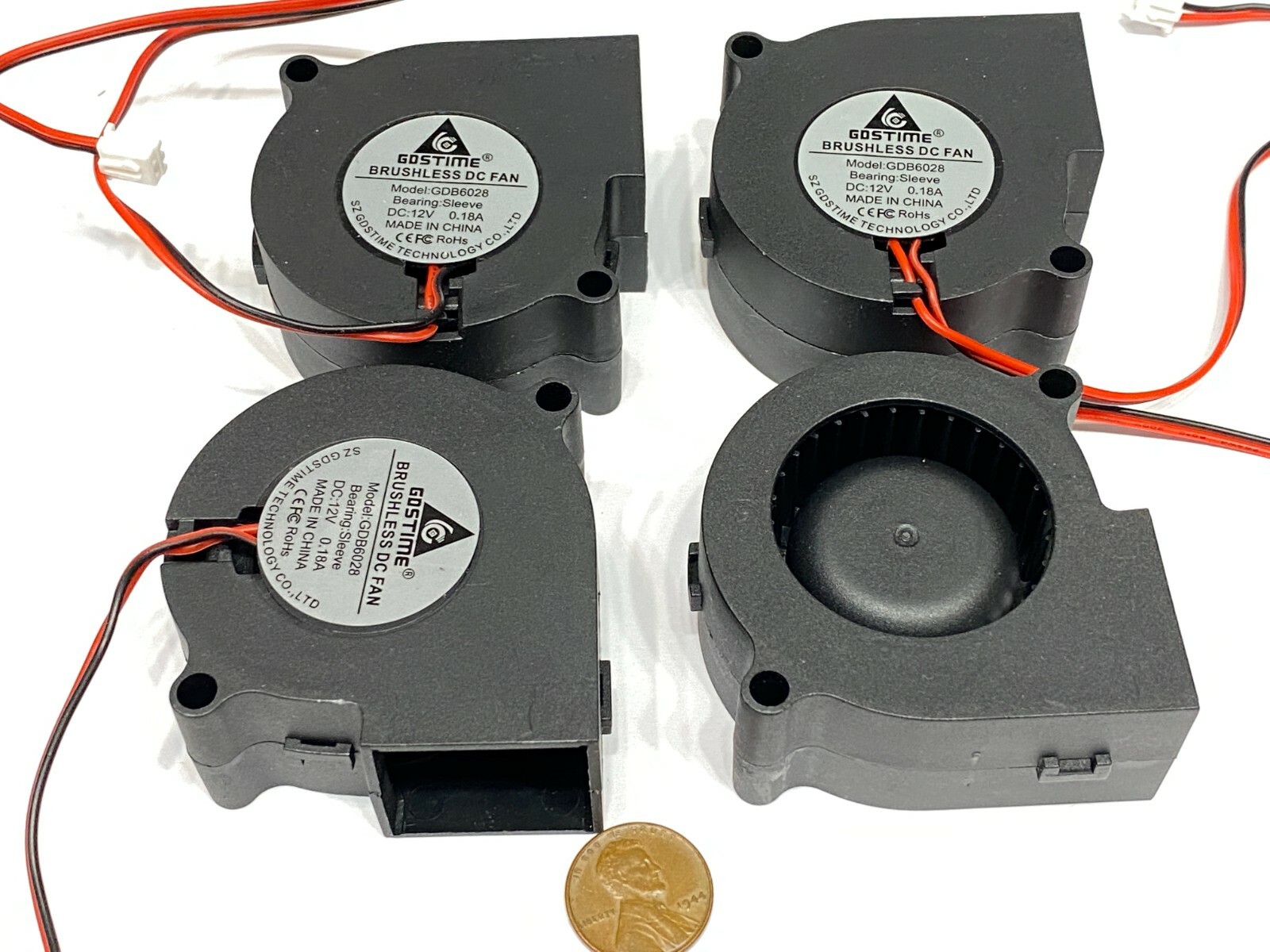4 Pieces 6028 12V Blower fan Cooling Brushless DC 2pin 60mm x 28mm Computer G36