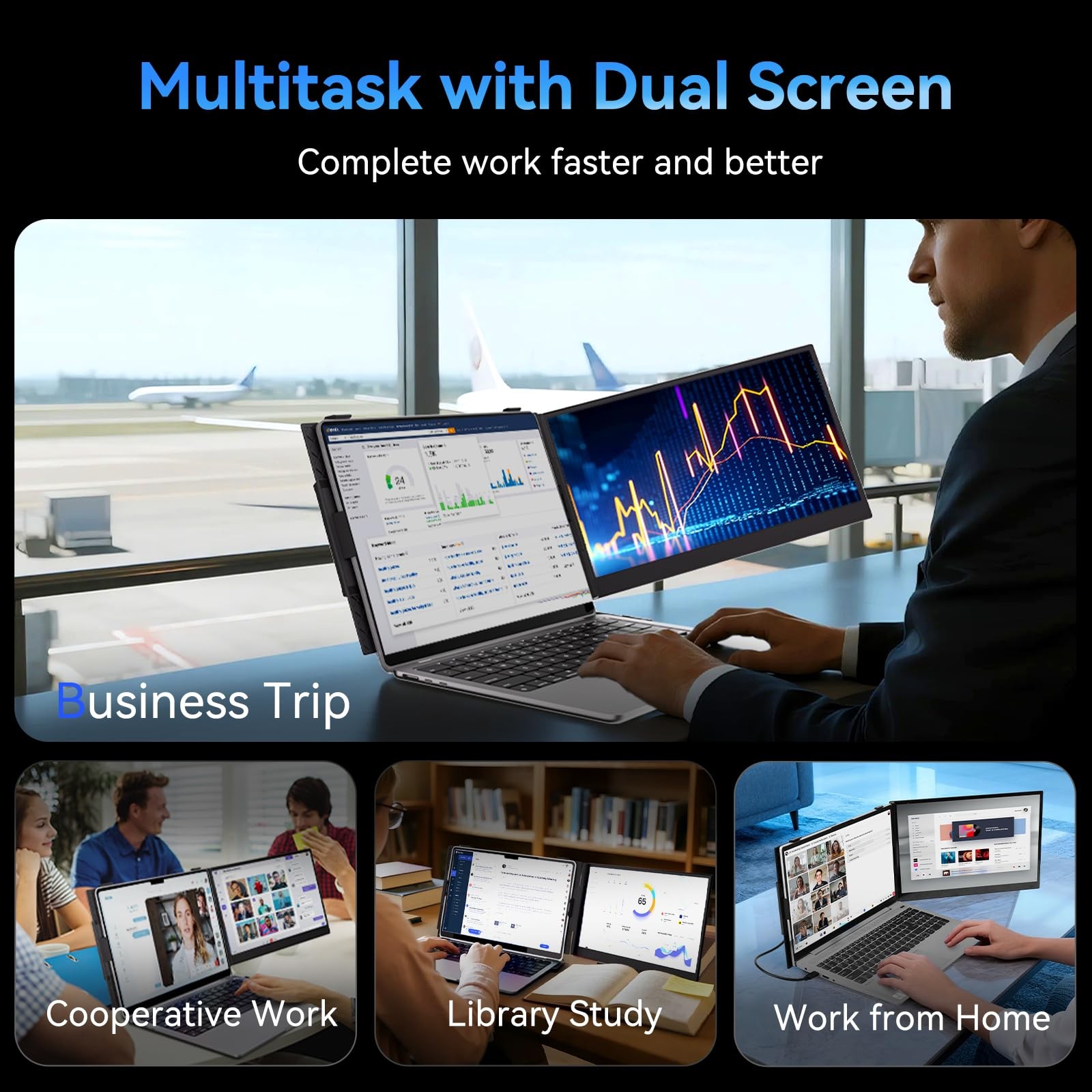 Larksmile Laptop Screen Extender, 15.3″ 16:10 IPS 100% sRGB 15.3″, Black