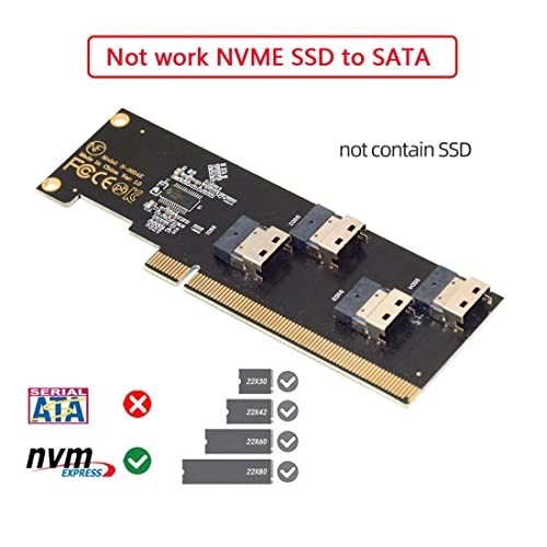 PCIe 3.0/4.0 X16 to 4 Port SFF-8654 4i PCI Express PCI-E X16 – 4 SFF-8654 4i