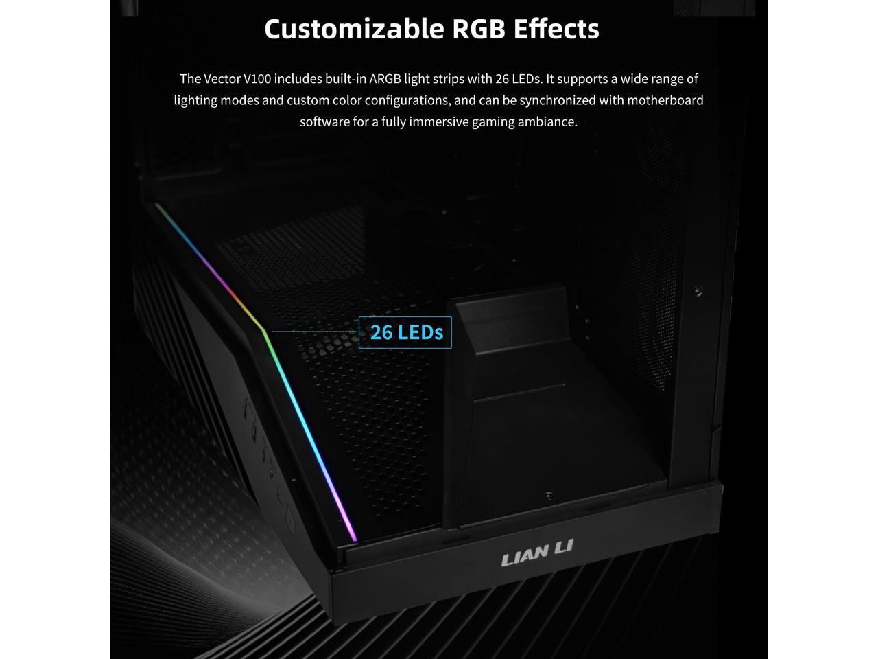Lian Li V100 ATX Mid-Tower PC Case, 4 x 120mm ARGB PWM Fans Pre-Installed, LED