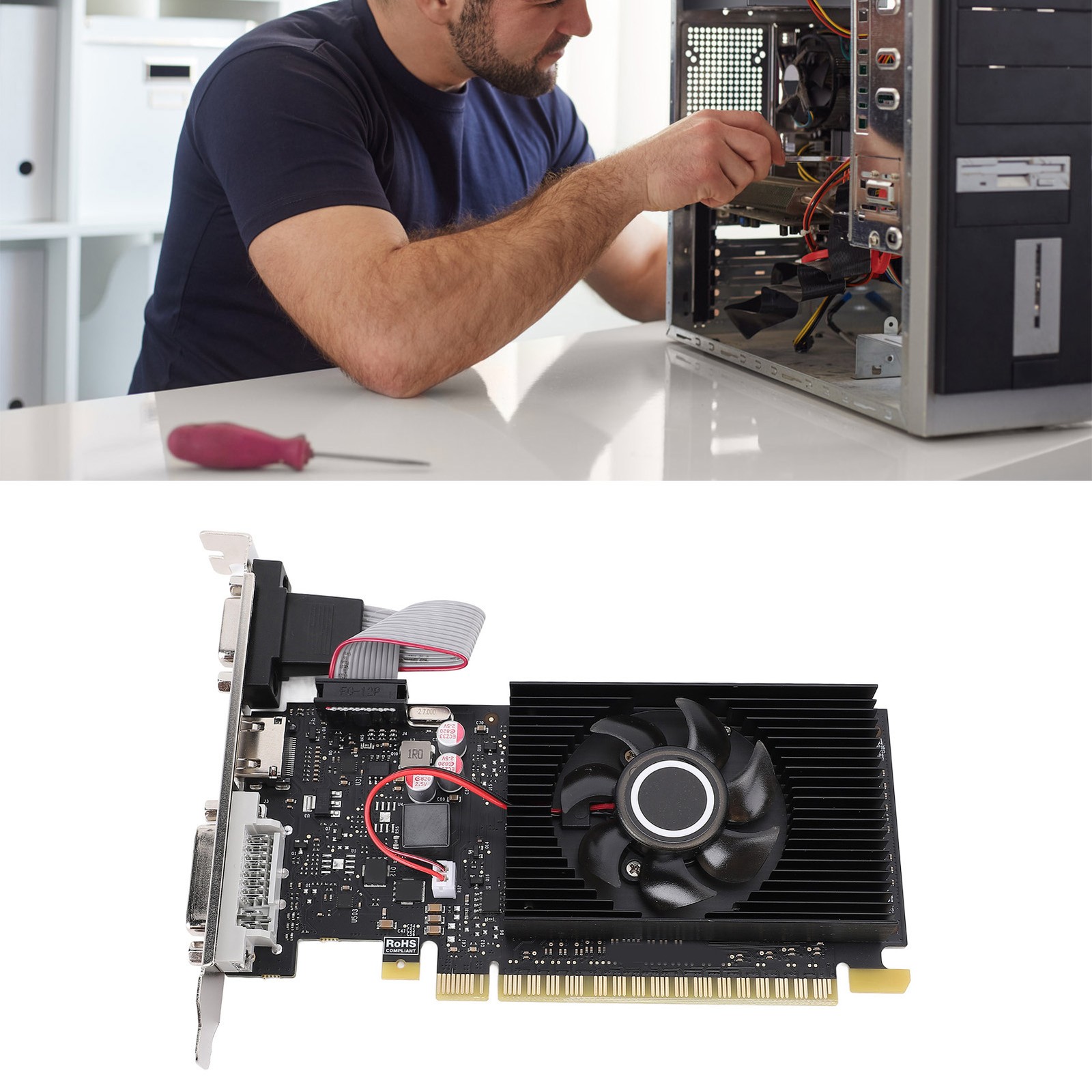 Graphics Card 1GB DDR3 64bit PCI Express 1.1 X 16 DVI VGA HD Multimedia Int MGGP
