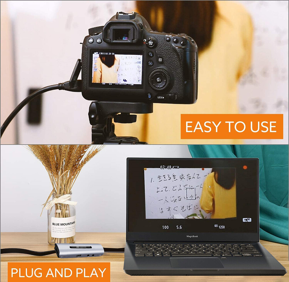 HDMI to Type C USB Capture Card Game Recording Box Video Live Streaming Loop Mic