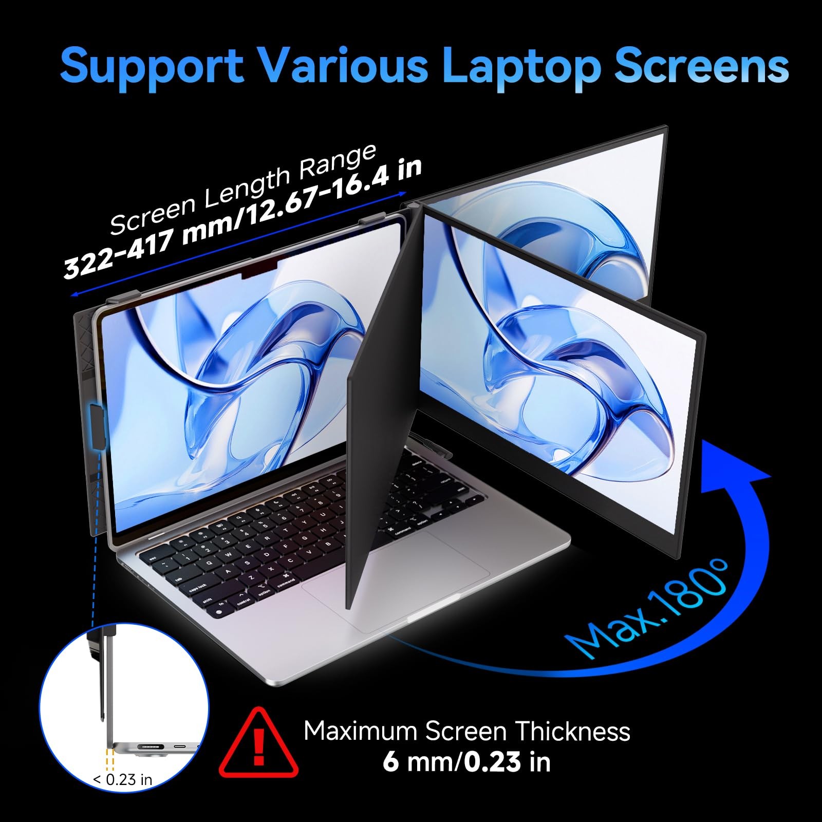 Larksmile Laptop Screen Extender, 15.3″ 16:10 IPS 100% sRGB 15.3″, Black