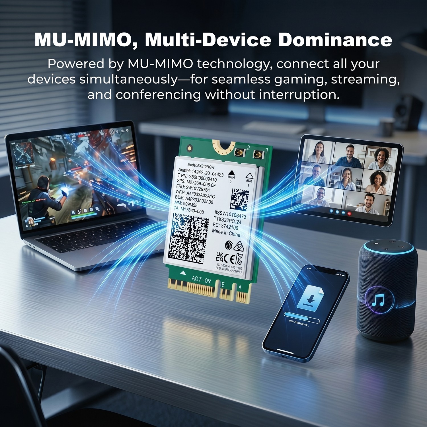 AX210NGW WiFi 6E M.2 Key A/E Card Bluetooth 5.4 Tri-Band 5400Mbps for Win 10/11