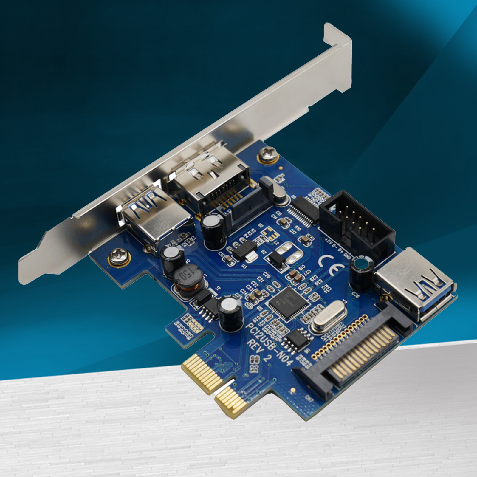 Header Adapter Converter PCI Express PCIE to USB 3.0 + 9Pin USB2.0 + Power eSATA