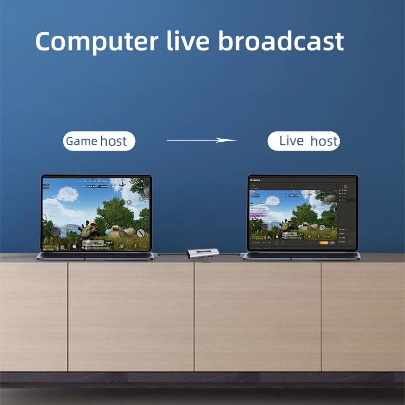 HDMI to Type C USB Capture Card Game Recording Box Video Live Streaming Loop Mic