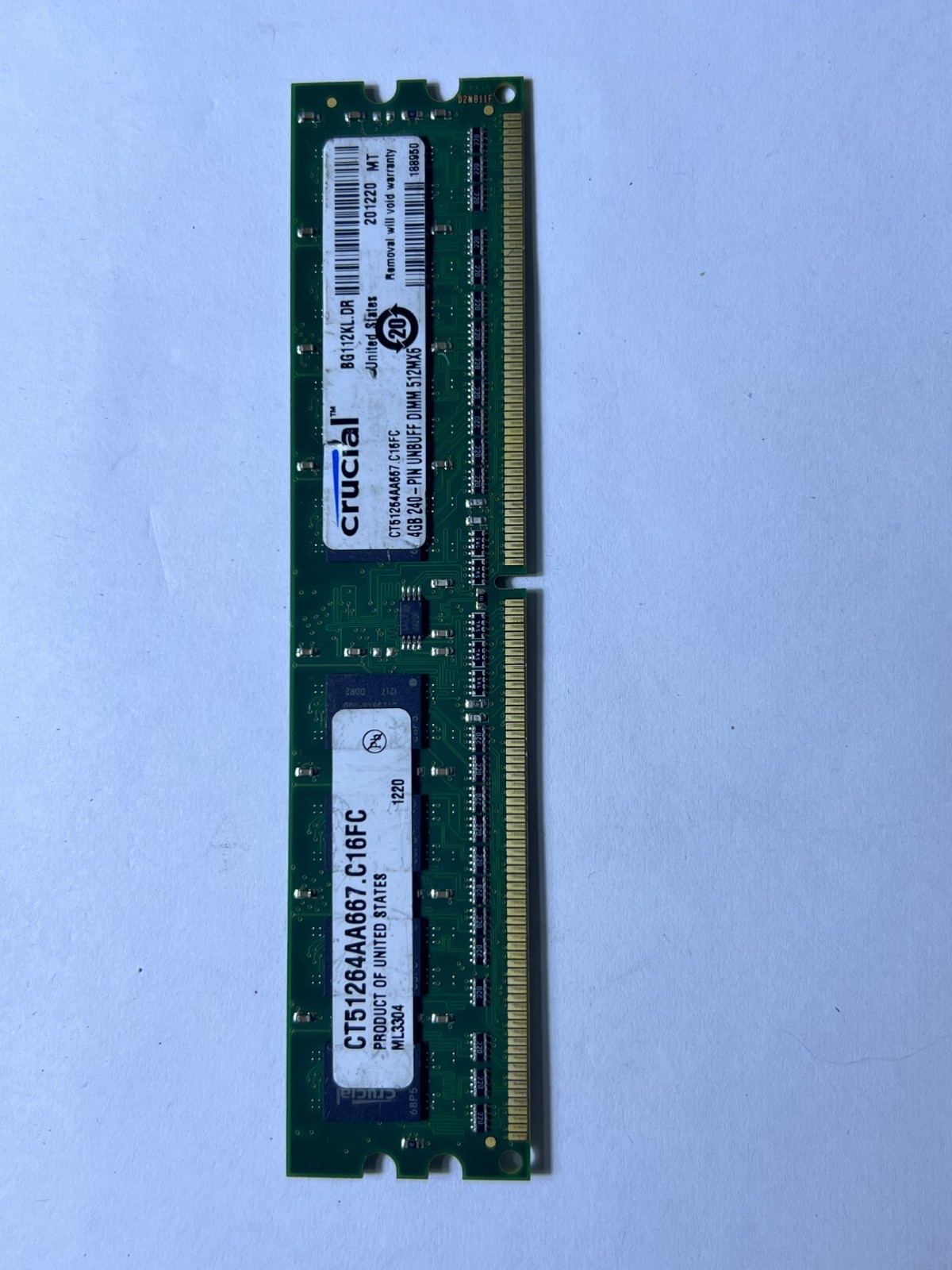 Crucial PC2-5300 4GB (1x4GB) 667MHz PC2-5300 DDR2 SDRAM Memory CT51264AA667.C16F