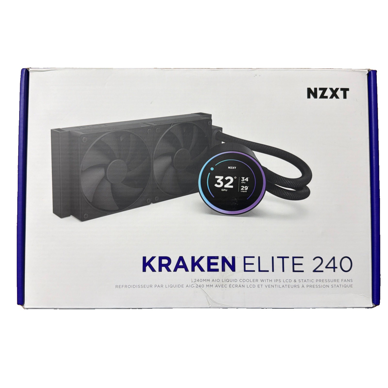 NZXT Kraken Elite 240 2x120mm AiO Liquid CPU Cooler – Matte Black