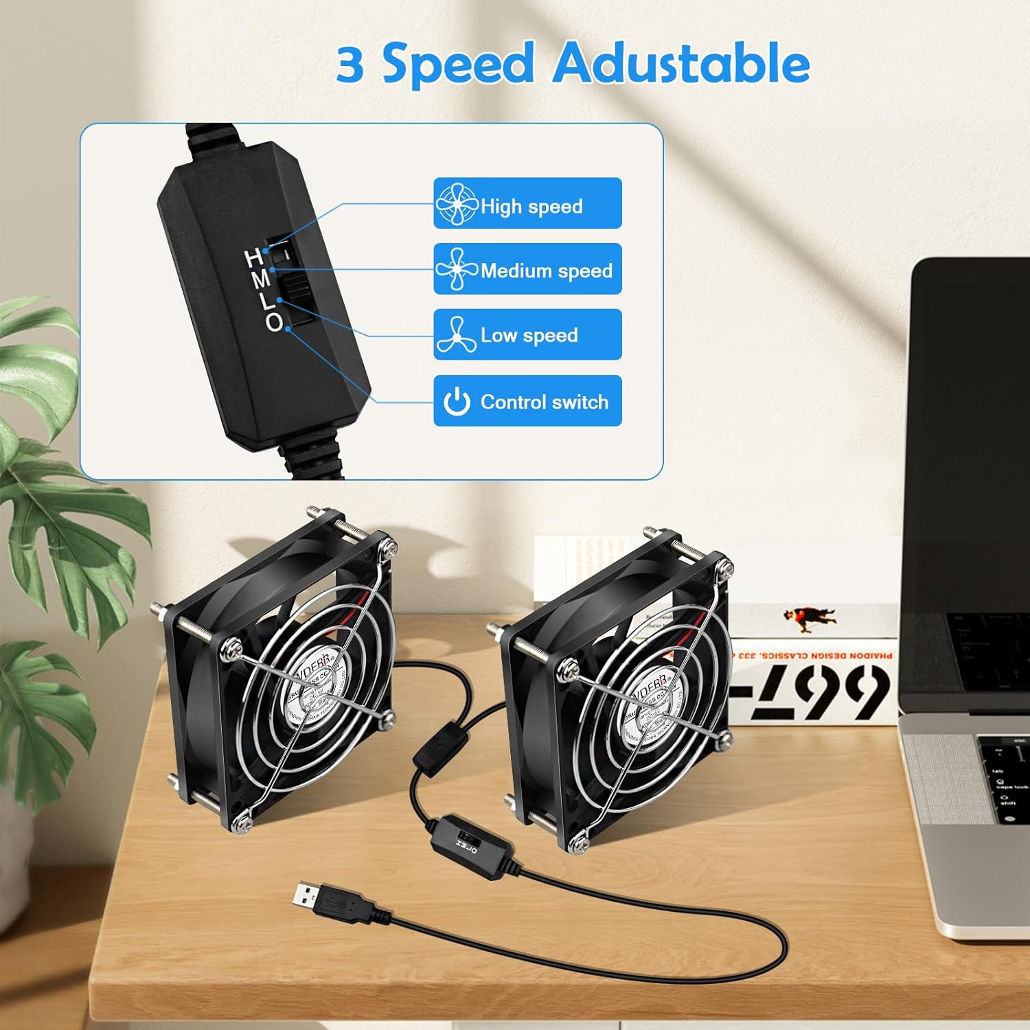 Mini 80Mm USB Computer PC Case Cooling 5V Powered Fan (Quiet), Cabinet Cooler Fa