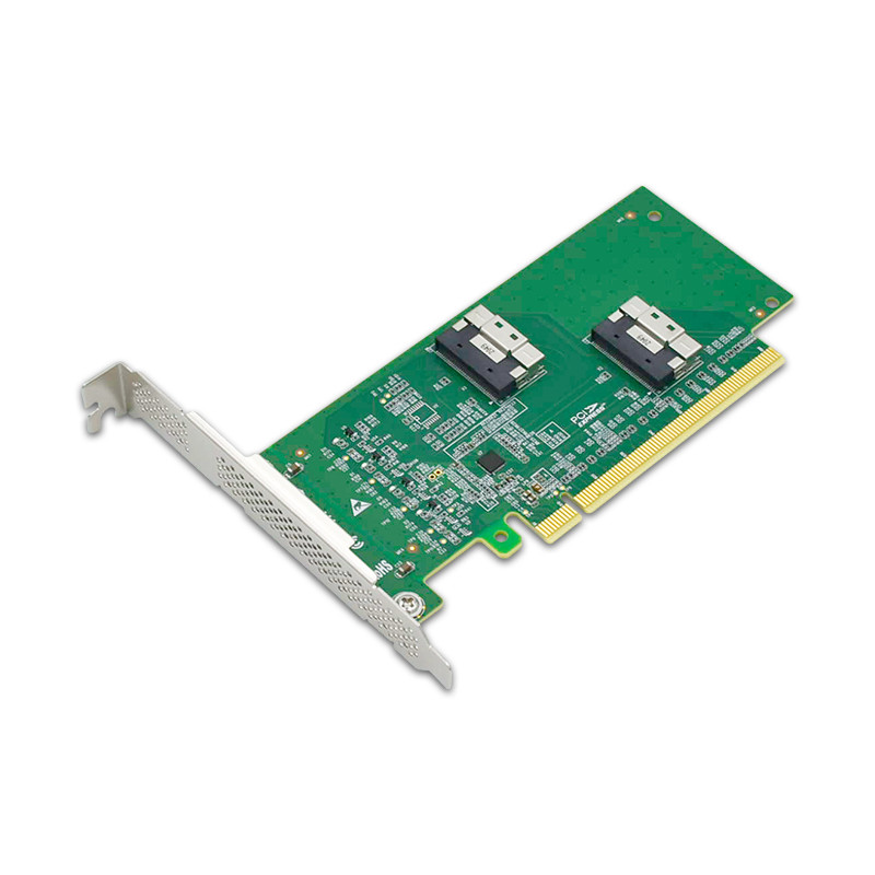 PCIe4.0 x16 to 2 SFF-8654 8I NVMe Adapter support 4 ports output