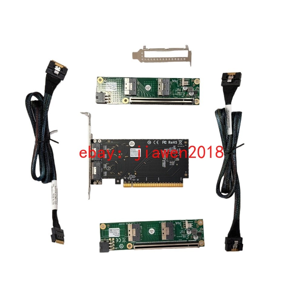 External PCI Express x16 to SFF-8654 Adapter 2*PCI-E X8 + 2*Baseplate 70CM Cable