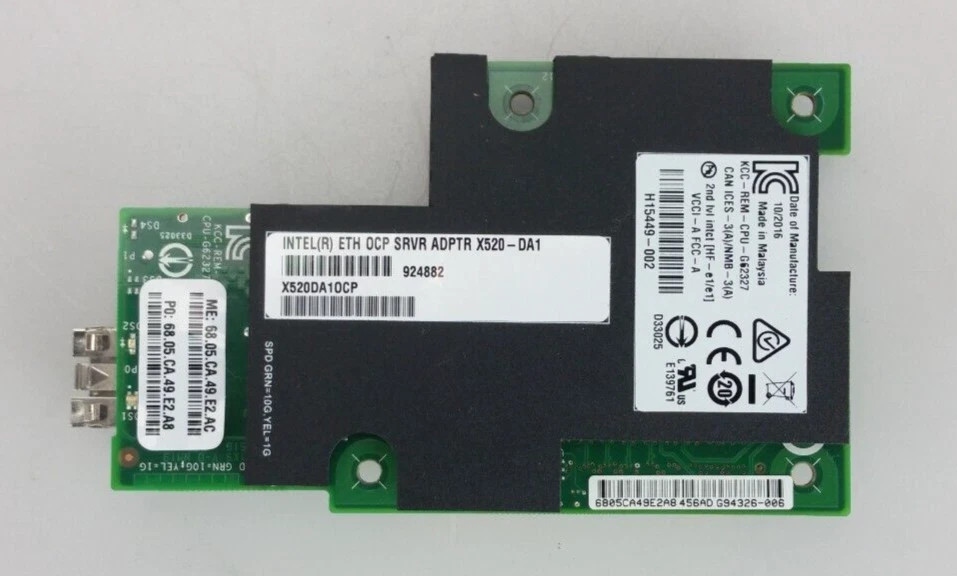 X520-DA1 X520DA10CP H15449-002 10GBE SINGLE PORT SFP+ ETHERNET SERVER ADAPTER