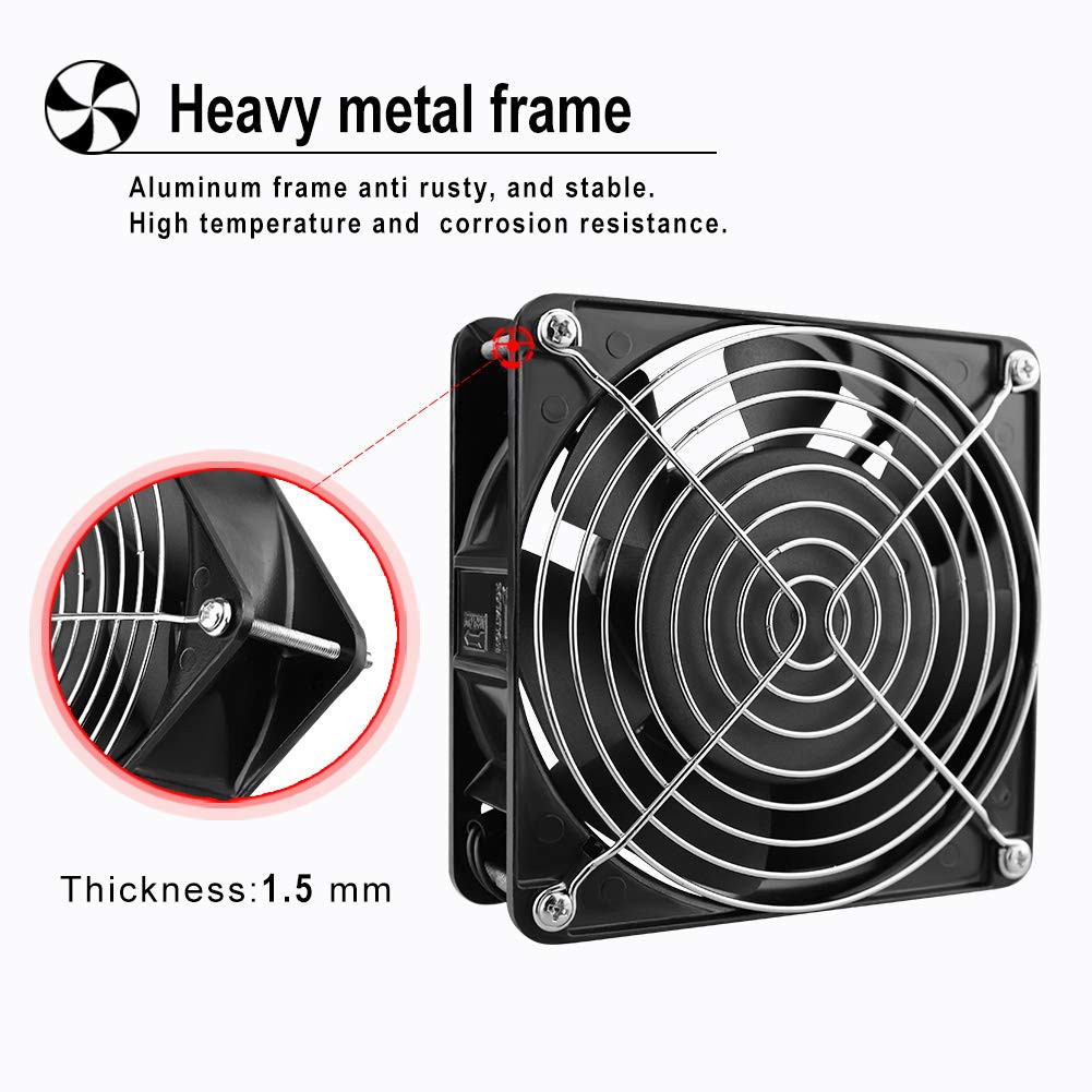 AC 12038 120Mm X 38Mm 110V 120V Dual Ball Metal Cooling Axial Fan High Airflow