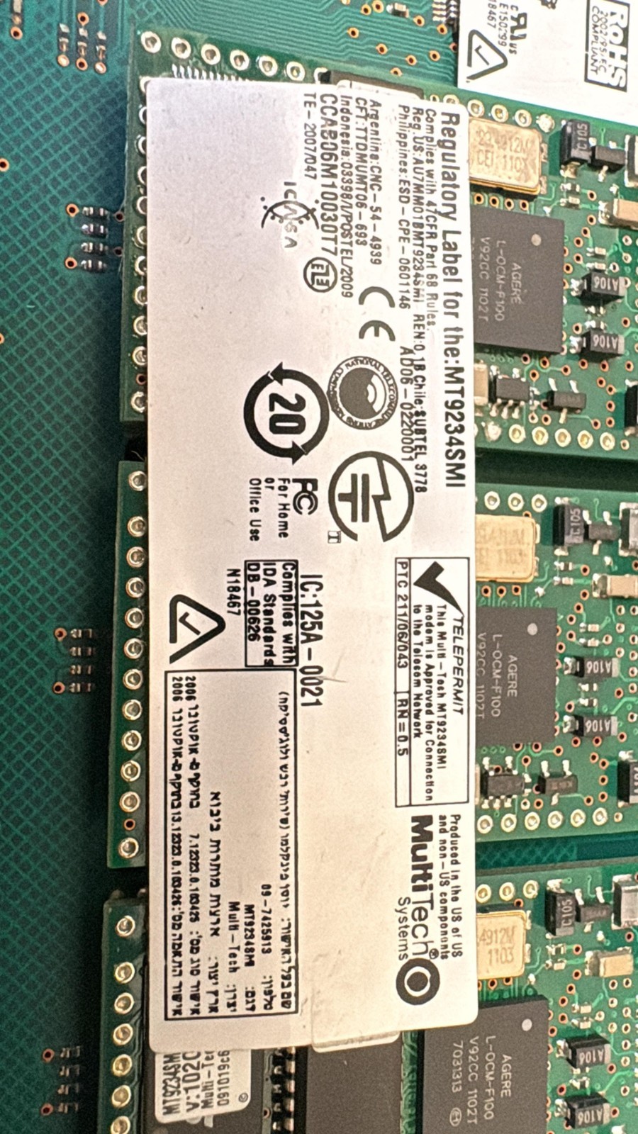 MULTITECH ISI9234PCIE/8 MT9234SMI 8-PORT PCIe FAX MODEM CARD