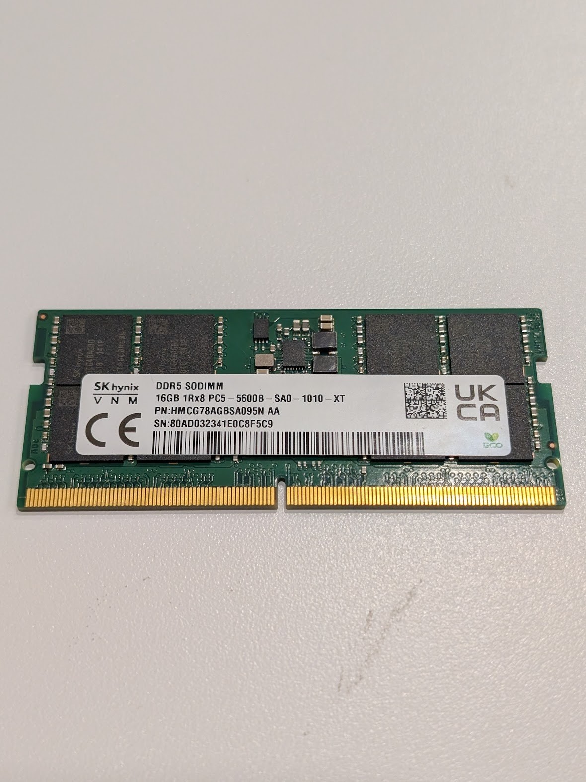 SK Hynix 16GB 1x16GB DDR5 SODIMM 5600 CL46 JEDEC Laptop Memory
