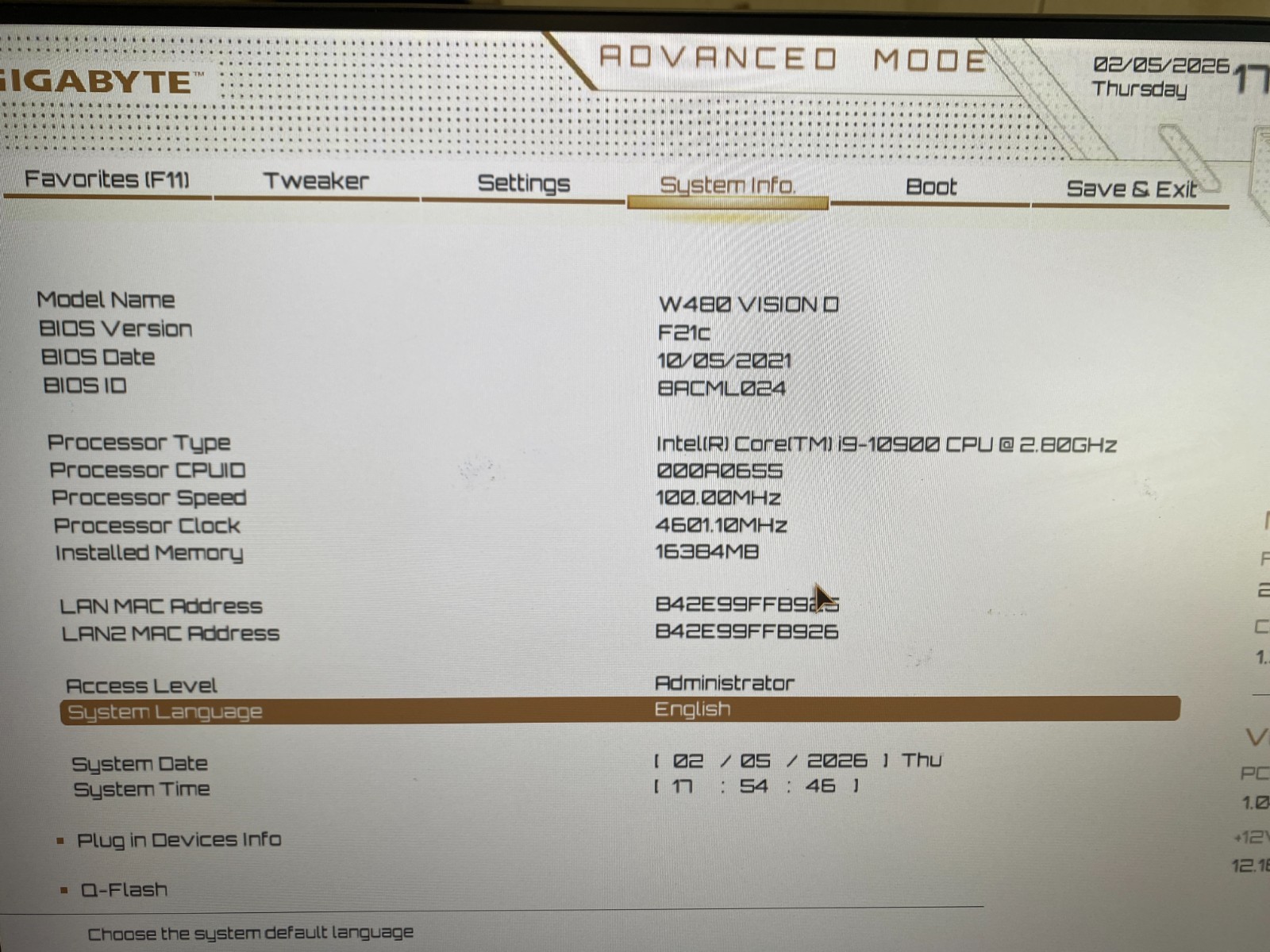 GIGABYTE W480 VISION D WHITE ATX+16GB DDR4 3200MHz GSKILL RAM+NOCTUA CPU COOLER