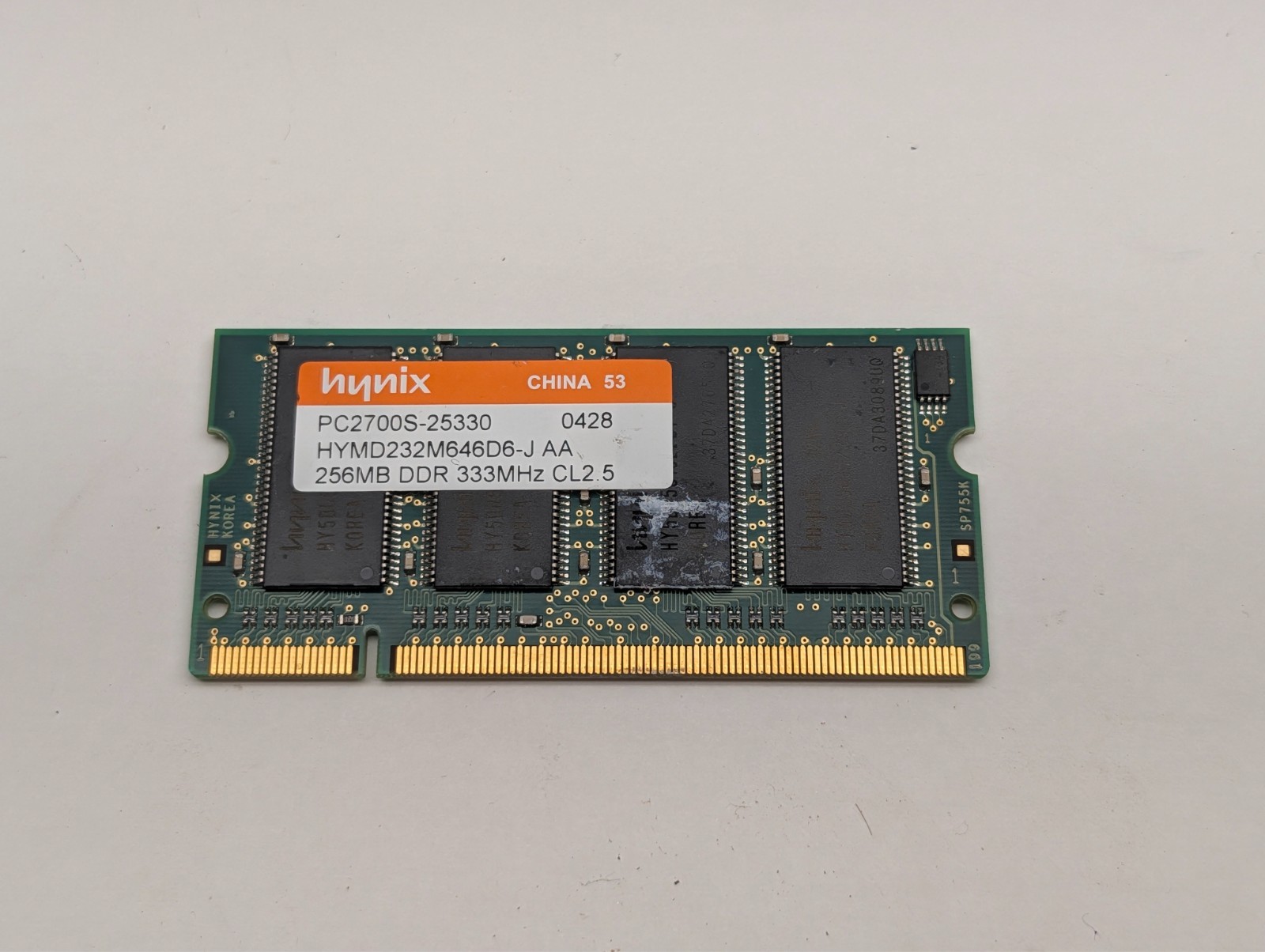 Qty2 Hynix 256MB DDR 333MHz CL 2.5 SODIMM RAM PC-2700S-25330
