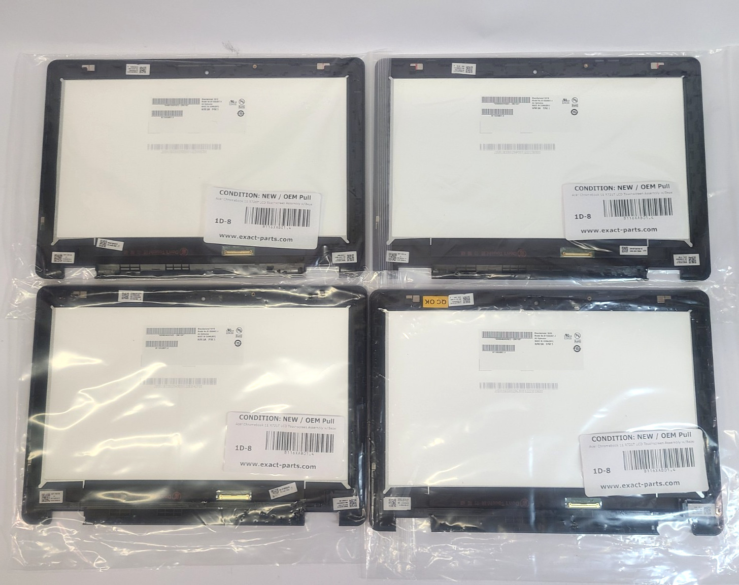 Lot of 8 Acer Spin 11 R751T B116XAB01.4 11.6” LCD Touchscreen Assemblies