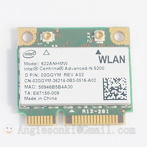 INTEL 6200 ADVANCED-N Dual Band 2.4/5Ghz 622ANHMW Laptop WiFi Card DELL 2GGYM