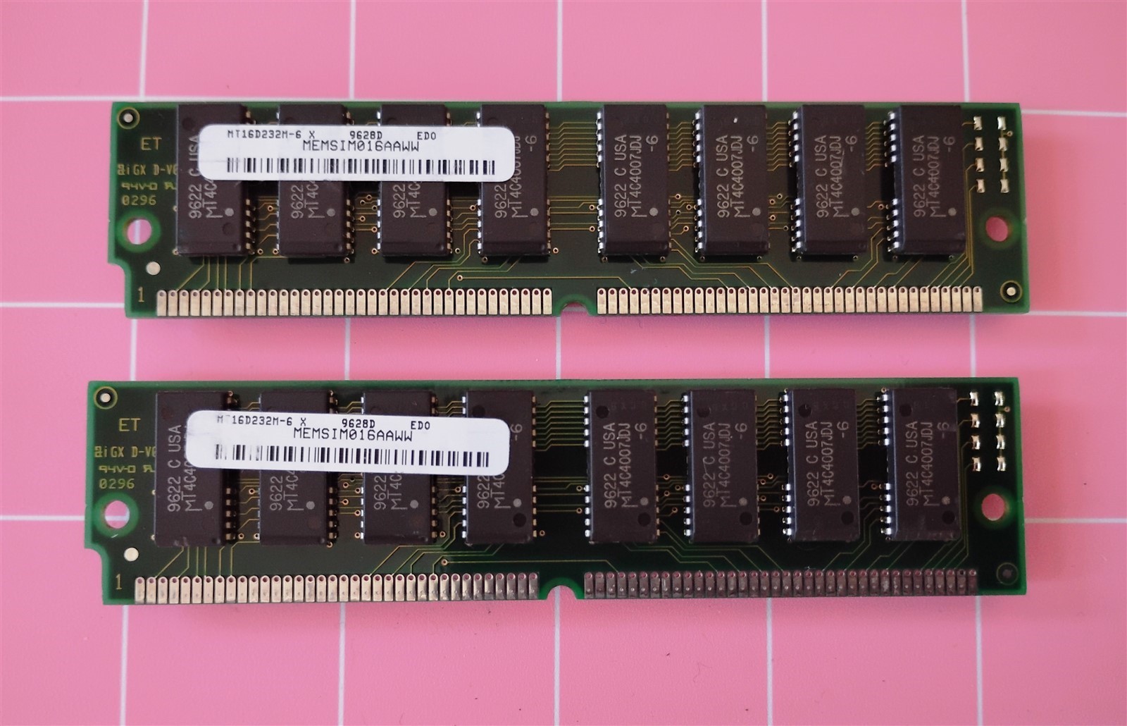 16MB 2x8MB EDO 60ns Gateway MEMSIM016AAWW 2Mx32 72-Pin Vintage Desktop RAM Kit