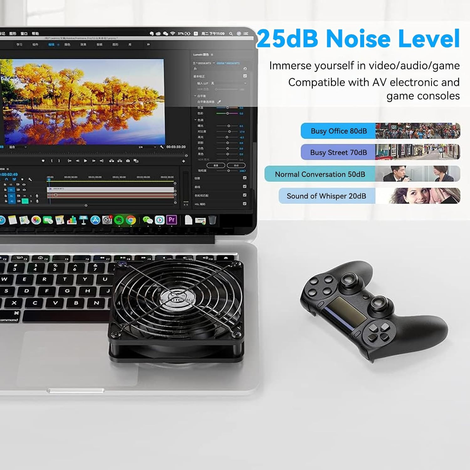 ELUTENG 120Mm Fan with 3 Speed 5V USB Powered Case Fan 1500PRM Gaming PC Portabl