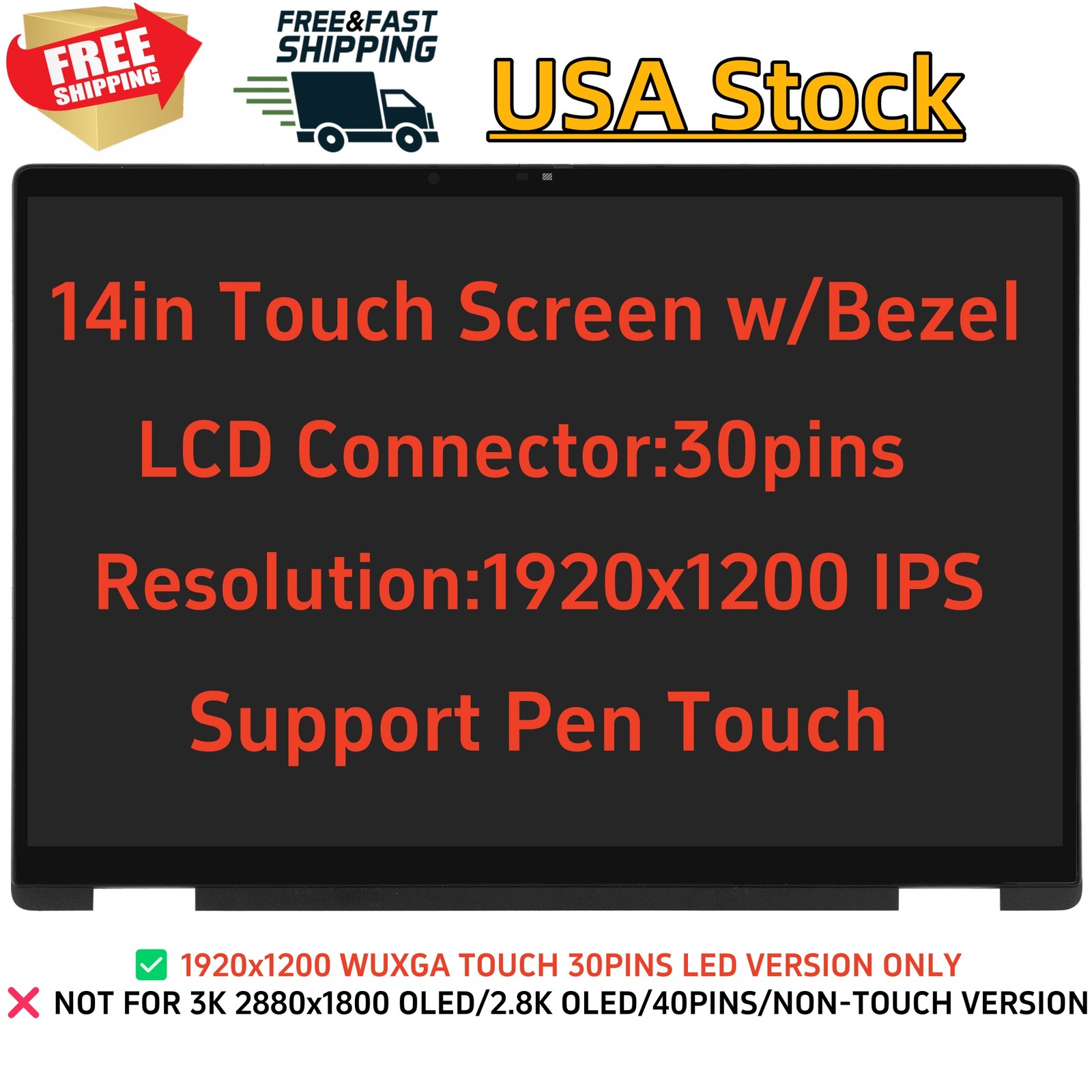 P31116-001 for HP 14″ 1920×1200 LCD Touch Screen Assembly w/Bezel 14-FM0023DX