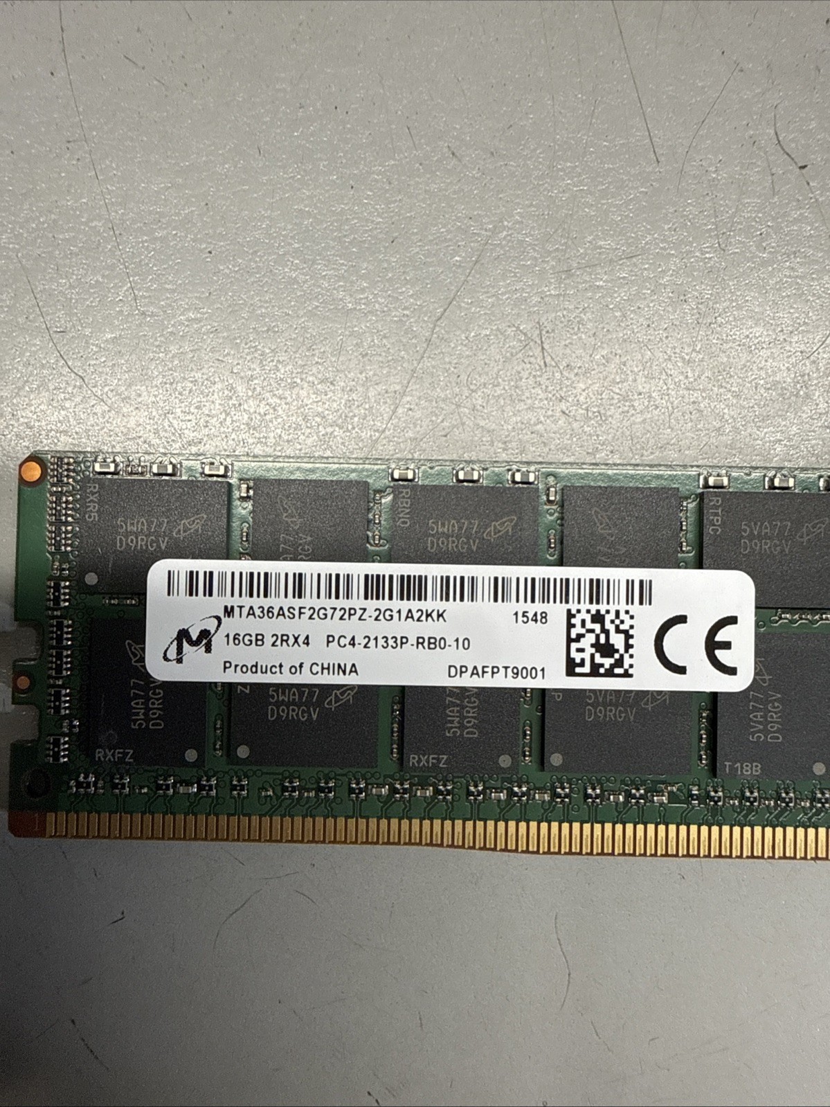 Lot of 18- 16GB Crucial 2Rx4 PC4-2133P-RB0-10 DDR4 ECC Server Ram