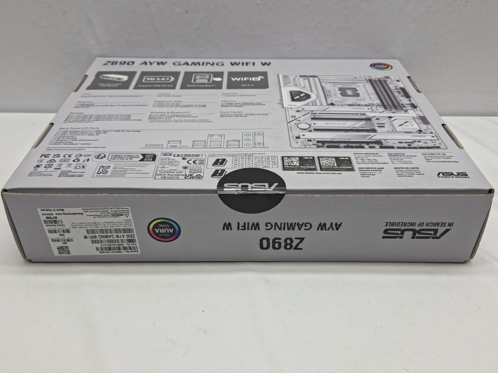 ASUS Z890 AYW Gaming WiFi W ATX DDR5 LGA1851 Intel PCIe 5.0 Motherboard White