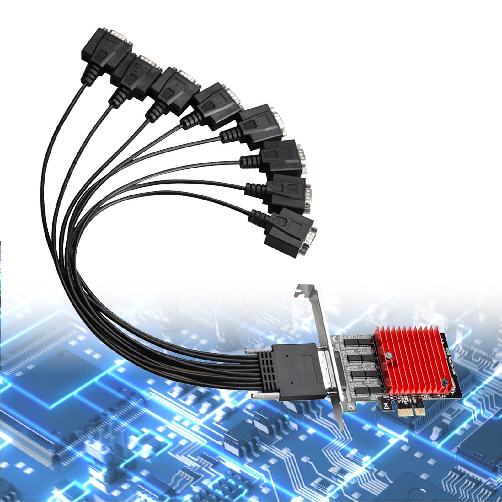 RS232 Serial Port 8-Port PCIE Serial Expansion card Expansion Adapter Riser Card