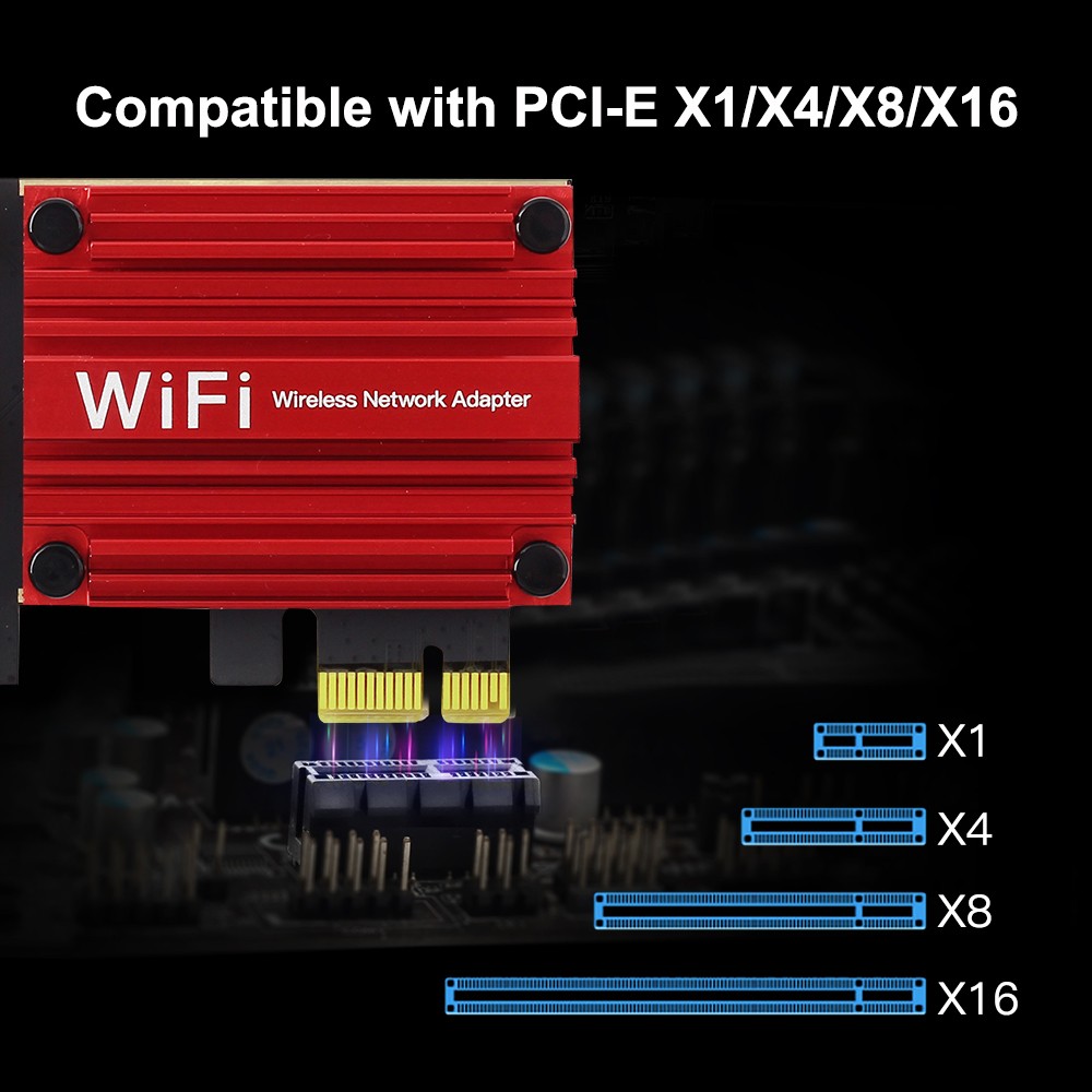 WiFi6 AX200 PCIe Wireless Card 2974M 2.4G/5G Low Latency BT5.2 Gaming PC Adapter
