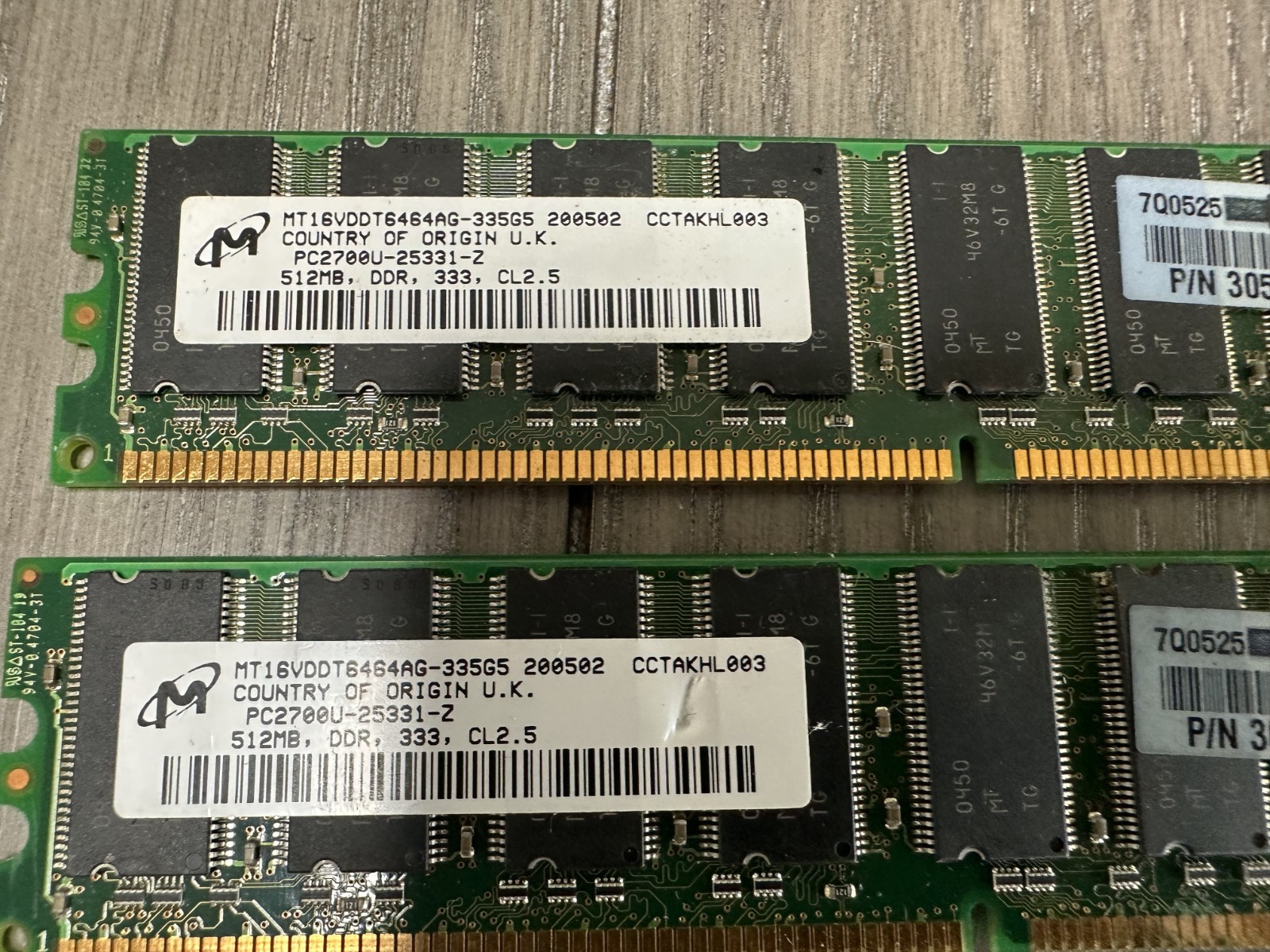 MT16VDDT6464AG-335GB Micron 512MB DDR Non ECC PC-2700 333Mhz Memory