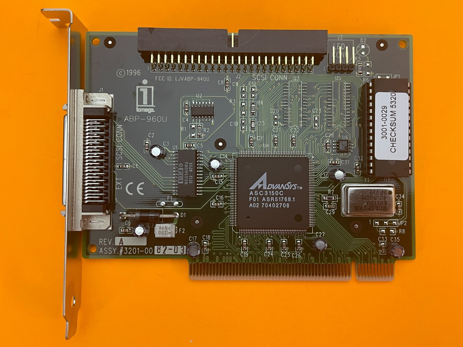 IOMEGA ABP960U PCI JAZ JET ULTRA SCSI CARD PREOWNED VINTAGE SEE DESCRIPTION***
