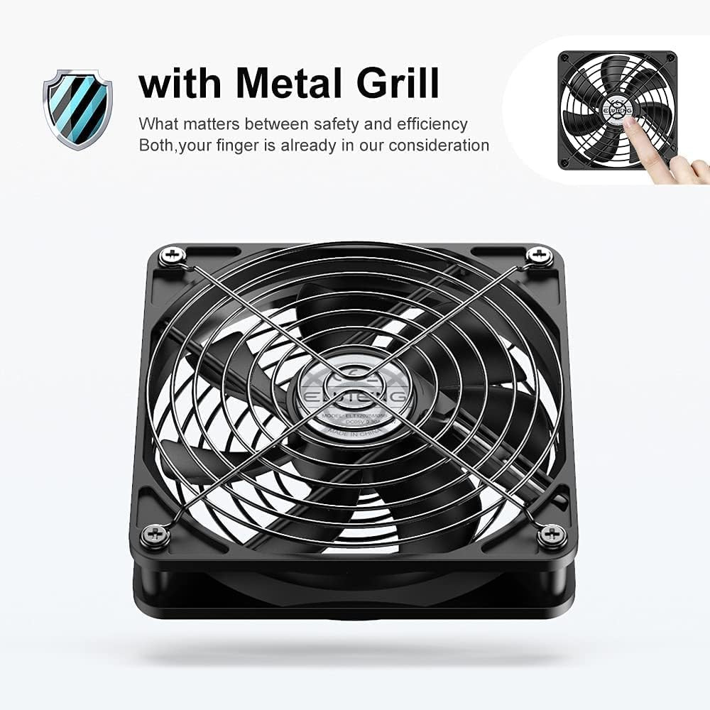 ELUTENG 120Mm Fan with 3 Speed 5V USB Powered Case Fan 1500PRM Gaming PC Portabl