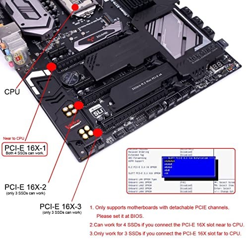 PCIe 3.0/4.0 X16 to 4 Port SFF-8654 4i PCI Express PCI-E X16 – 4 SFF-8654 4i