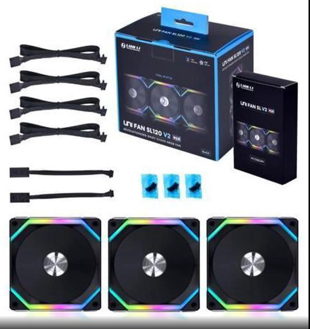 Lian Li UNI Fan SL120 V2 RGB Black 3 Pack – with Controller