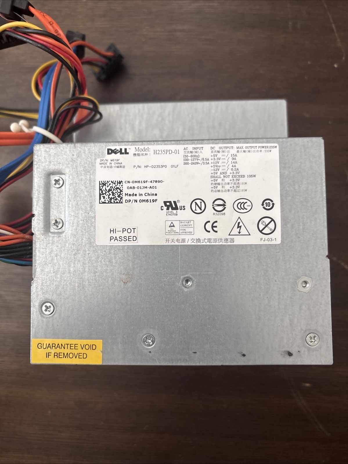 Dell H235PD-01 60Hz 240V Power Supply 0M619F (Tested and Working)