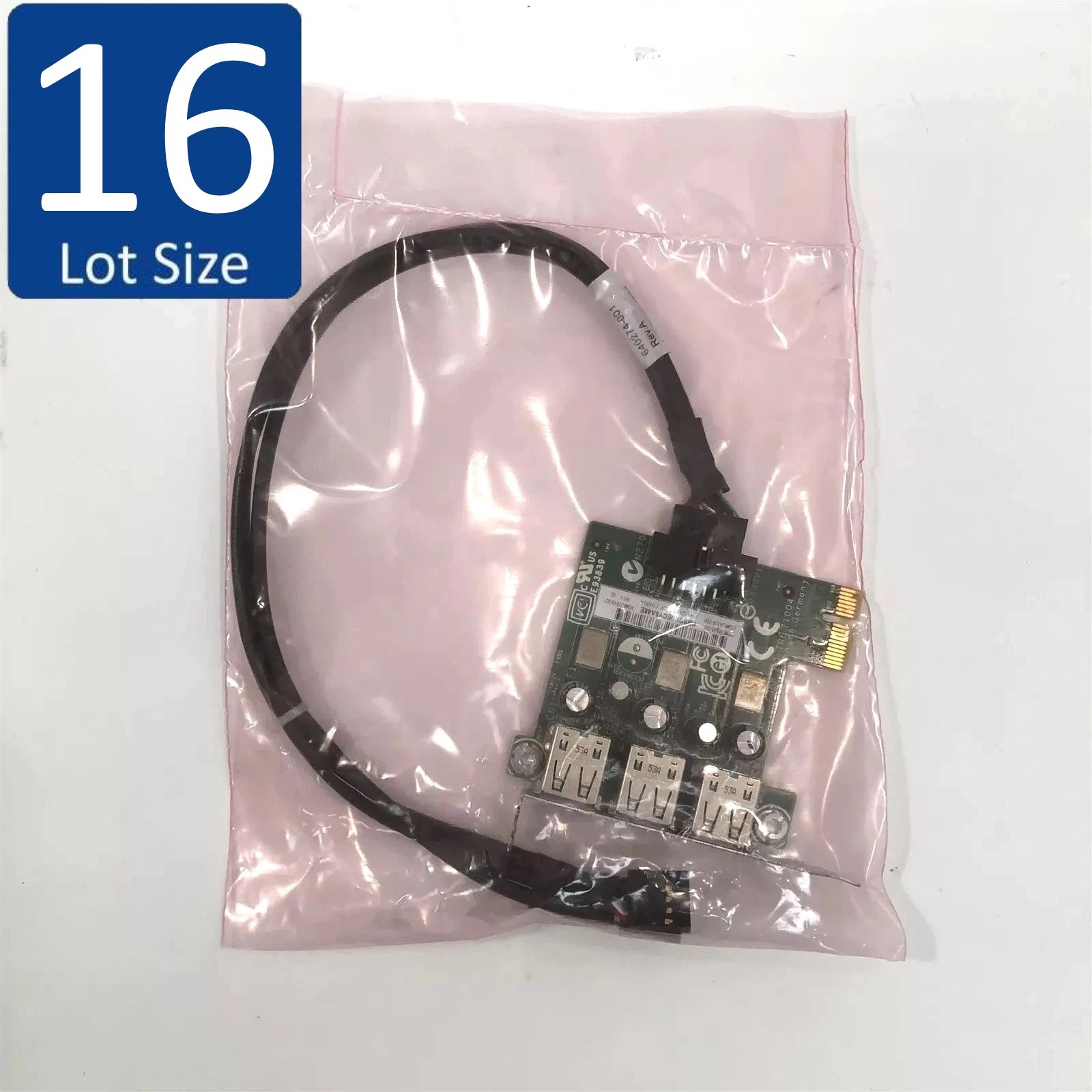 Lot of 16 NEW HP 3-Port Powered USB 12V PCI Express Low Profile Card 640269-001